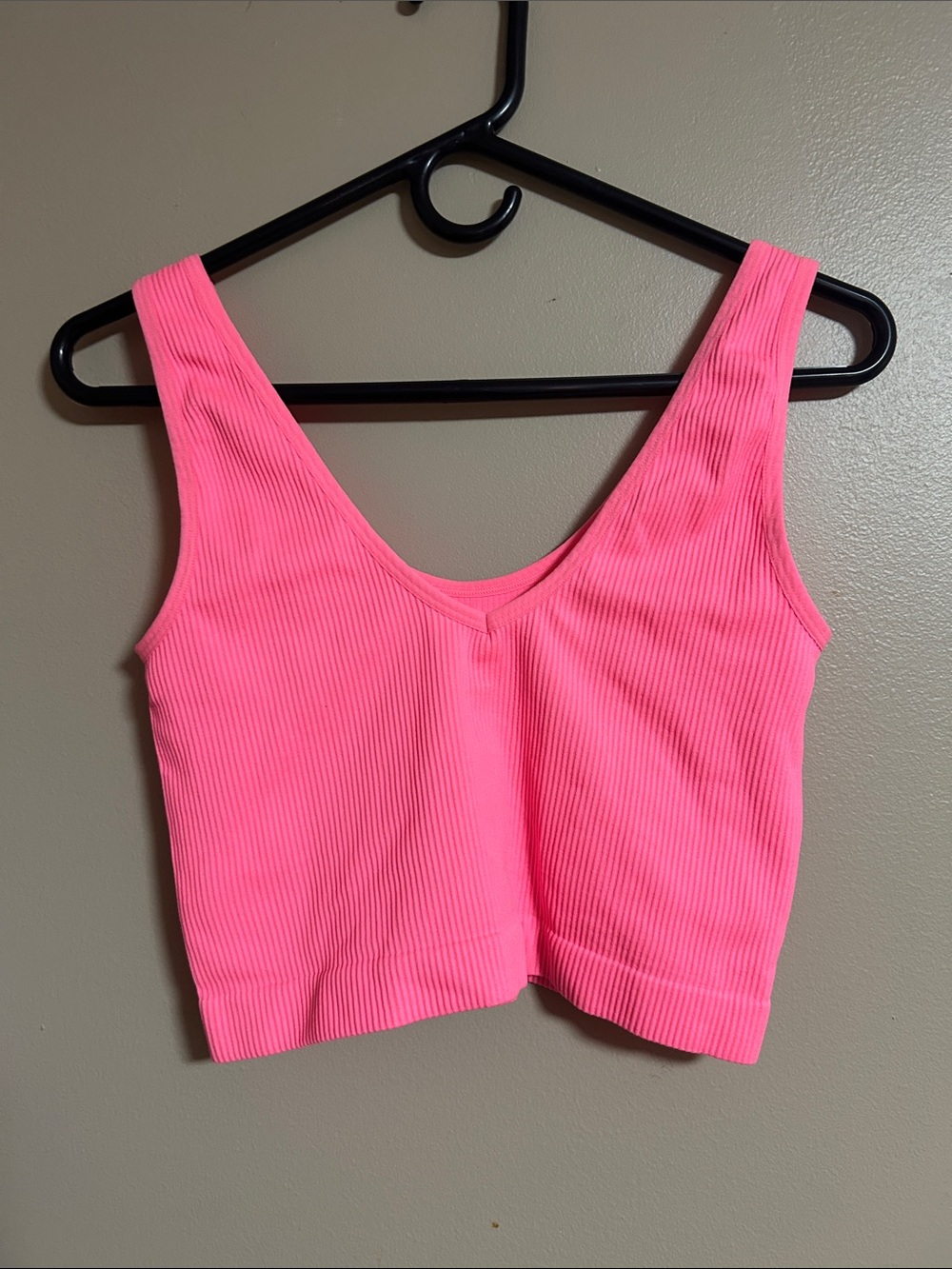 Colsie Hot Pink Ribbed Crop Tank Top
